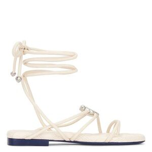 Burberry Ivy Shield Quilted Leather Lace-Up Sandals EU 37 Ivory Cream